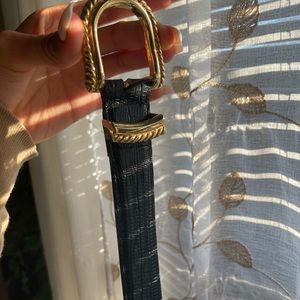 Black snake skin leather and gold belt size small